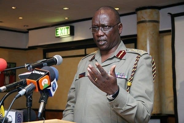 Inspector General of police David Kimaiyo speaking at a past function. Kimaiyo was one of the people who were caught up in the 2013 social media goofs. Photo/FILE