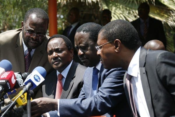 PHOTO | FILE Cord leaders, from left: Anyang’ Nyong’o, Kalonzo Musyoka, Raila Odinga and Moses Wetang’ula. The coalition has instituted a committee to spearhead the referendum.