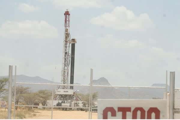 A rig at Ngamia 1 in Turkana County where Tullow Oil Company is exploring for oil. Young people from the Kainuk area protested that the company was sidelining them when it comes to employment.  PHOTO | JARED NYATAYA | NATION