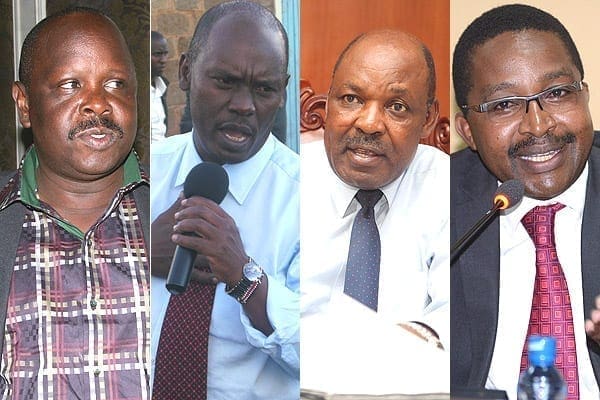 FROM LEFT: Governors Isaac Ruto (Bomet), William Kabogo (Kiambu), Jack Ranguma (Kisumu) and Mwangi wa Iria (Muranga)