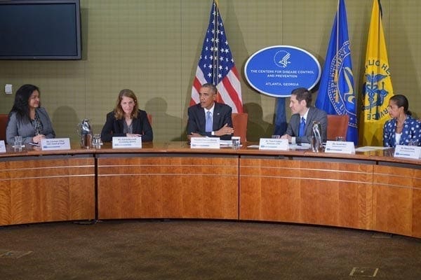 US President Barack Obama takes part in a briefing on the outbreak of the Ebola virus in West Africa during a visit to the Centres for Disease Control and Prevention (CDC) on September 16, 2014 in Atlanta, Georgia. PHOTO | MANDEL NGAN