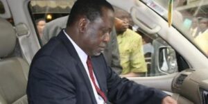 CORD leader Raila Odinga inside his car 