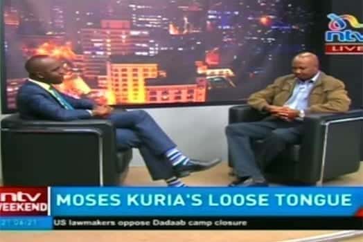 NTV's Larry Madowo during the interview with Gatundu South MP Moses Kuria. PHOTO | SCREENSHOT