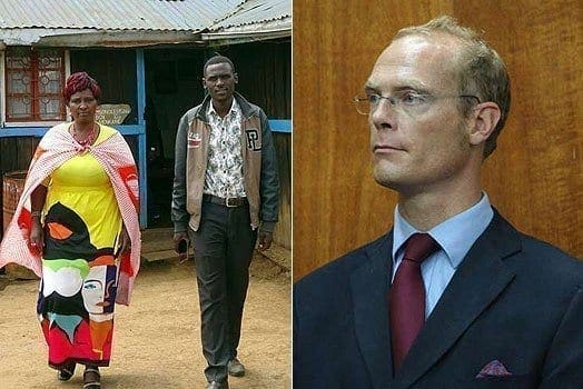 LEFT: Mrs Lucy Sisina, the widow of the late KWS Ranger Mr Samson ole Sisina, with her his first born son John Esho. RIGHT: Mr Tom Cholmondeley. PHOTOS | GEORGE SAYAGIE and FILE