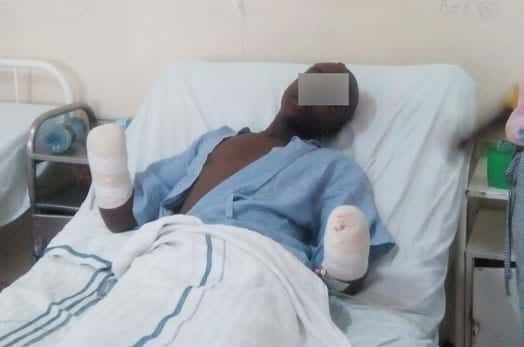 The seventeen-year old boy from Mutuati in Meru county who was attacked by seven men and had his hands chopped off on suspicion of stealing miraa. He is recuperating at Meru Teaching and Referral Hospital. PHOTO | DAVID MUCHUI