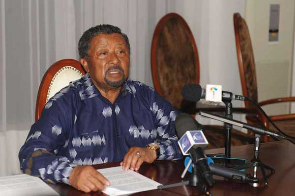 Gabonese opposition leader Jean Ping gives a