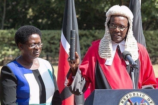 Chief Justice David Maraga takes the oath of office at State House, Nairobi, on October 19, 2016. PHOTO  | PSCU