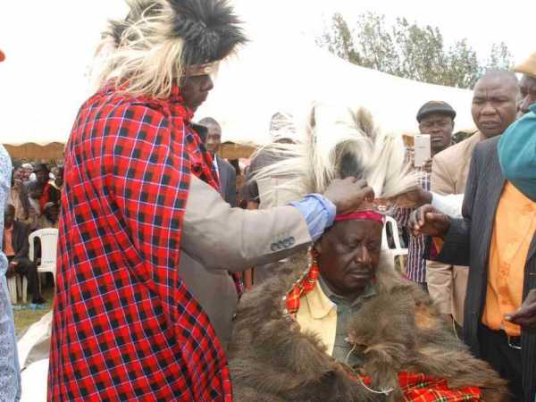 ODM leader Raila Odinga during a ceremony at Meibeki Karona trading centre in Uasin Gichu county, where he was crowned a Kalenjin elder, November 8, 2016. /COURTESY