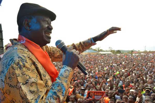 ODM leader Raila Odinga at a past rally. His party has gone to court after failing to comply with rules on election financing. FILE PHOTO | NATION MEDIA GROUP