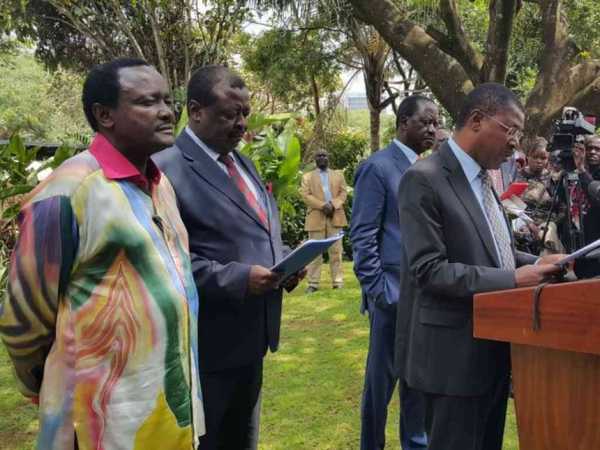 Leaders in the National Super Alliance address a joint press conference in Nairobi, January 31, 2017. /COURTESY