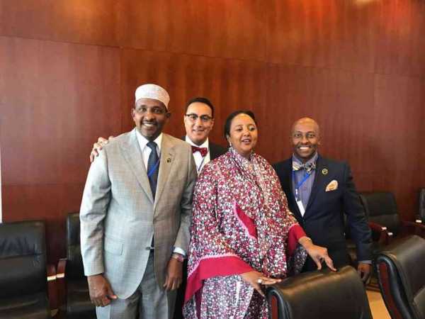 National Assembly Majority leader Aden Duale, Tourism CS Najib Balala, Foreign Affairs CS Amina Mohamed at the African Union headquarters before elections for the AUC chairperson, January 30, 2017. /COURTESY