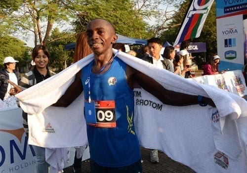 Joseph Gitau Kariuki has won the Yoma Yangon International Marathon five years in a row, including this year’s race with a time of 2:34:28. Photo: AFP