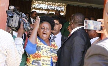 Mbita MP Millie Odhiambo protests at Parliament