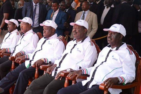 Nasa leaders.  Raila Odinga was announced the flag-bearer