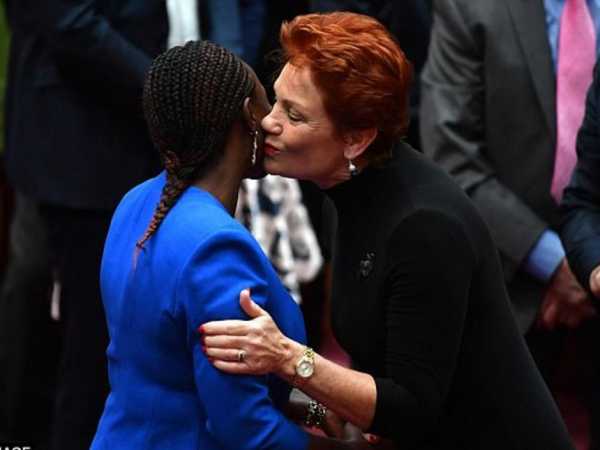 Kenyan-born lawyer Lucy Gichuhi is welcomed by Pauline Hanson after becoming Australia's first African member of federal parliament. /DAILY MAIL