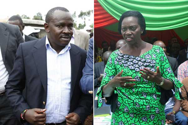 Kirinyaga Central MP Gachoki Gitrai (left) has teamed up with Narc Kenya party leader Martha Karua (right) in the Kirinyaga governorship race. Mr Gitari says he will be Ms Karua's running mate. PHOTOS | DPPS & ANTHONY OMUYA | NATION MEDIA GROUP