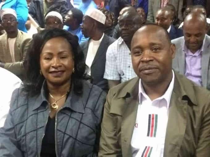 Machakos governor aspirant Wavinya Ndeti with her running mate Peter Mathuki at the High Court, June 21, 2017. /ANNETTE WAMBULWA