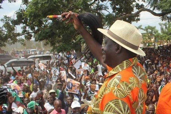 The National Super Alliance presidential candidate Raila Odinga (left) and Moses Wetang'ula