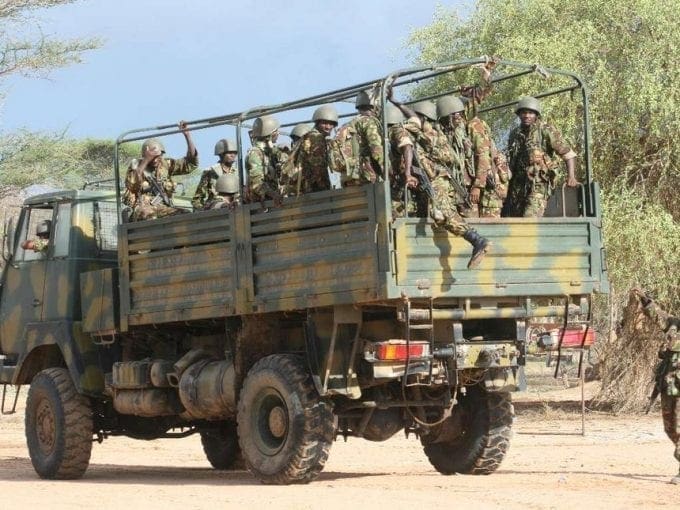 Military embark on truck at Liboi border point to cross over to Somalia to fight Al Shabaab        