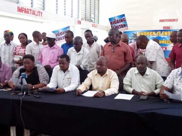 Wiper poll losers during a press conference held September, Friday 29, 2017 at Komblenz Hall, Mombasa. /ERNEST CORNEL