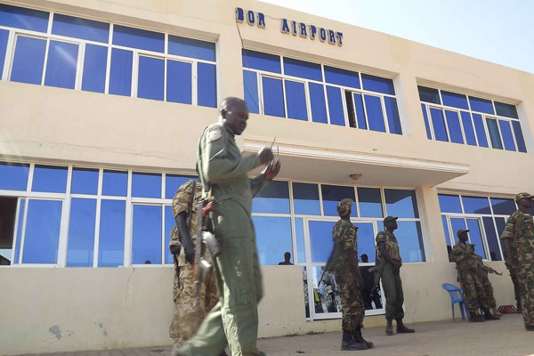 South Sudanese troops loyal to President Salva Kiir at Bor airport on December 25, 2013 after they re-captured it from rebel forces. PHOTO | FILE