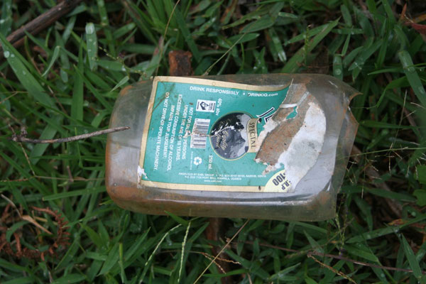 A bottle of liquor found at Kiawamwaki farm in Limuru on May 06, 2014 where ten people died after consuming the illicit alcohol. PHOEBE OKALL