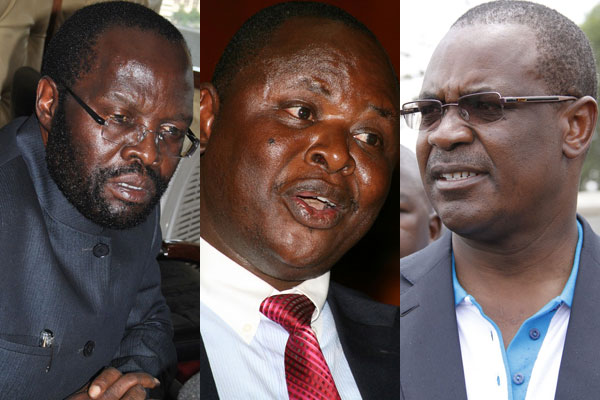 From left: Acting ODM party leader Anyang Nyong’o, Senator Otieno Kajwang and Nairobi Governor Evans Kidero.
