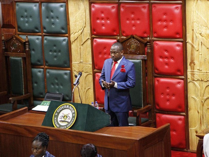 Nairobi governor Mike Sonko when he officially opened the assembly yesterday../MONICAH MWANGI 