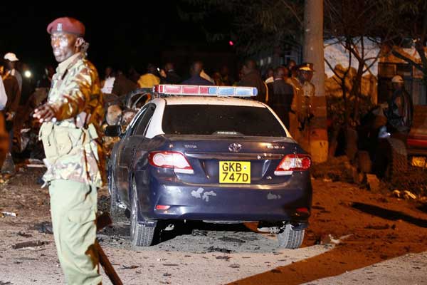 Police at the scene of an explosion at Pangani Police Station on April 23, 2014. PHOTO | JOAN PERERUAN
