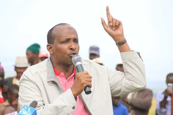National Assembly Majority Leader Aden Duale speaks during a burial ceremony in Kieni on January 25, 2014. PHOTO | JOSEPH KANYI | FILE