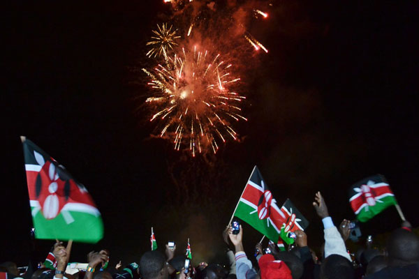  Fireworks at Uhuru gardens on December 12, 2013 to commemorate Kenya at 50. Photo/ JEFF ANGOTE
