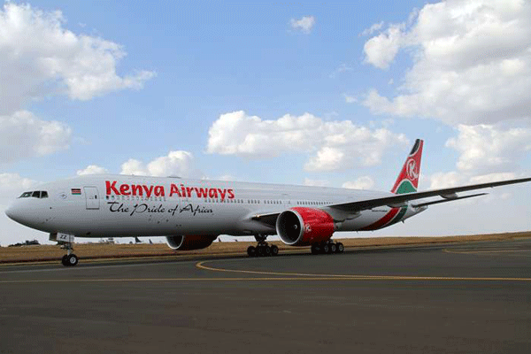 Newly acquired Kenya Airways Boeing 777-300ER arrives at the Jomo Kenyatta International Airport on October 25, 2013. direct flights from Kenya to The US could begin in May 2016. PHOTO |  DIANA NGILA | NATION MEDIA GROUP