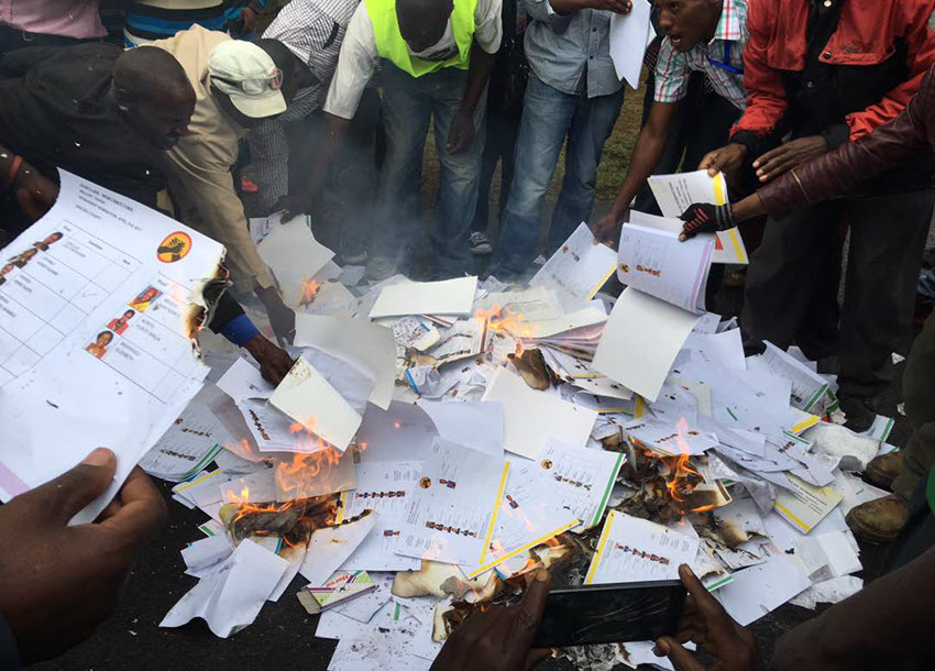 Burning nomination papers