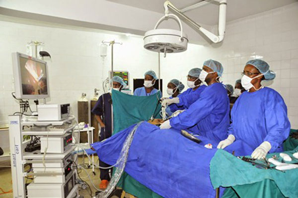 Tanzanian doctors conducting an operation. The