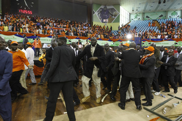 PHOTO | FILE Members of the gang overcome ODM officials and go on the rampage shortly after voting started at Kasarani.