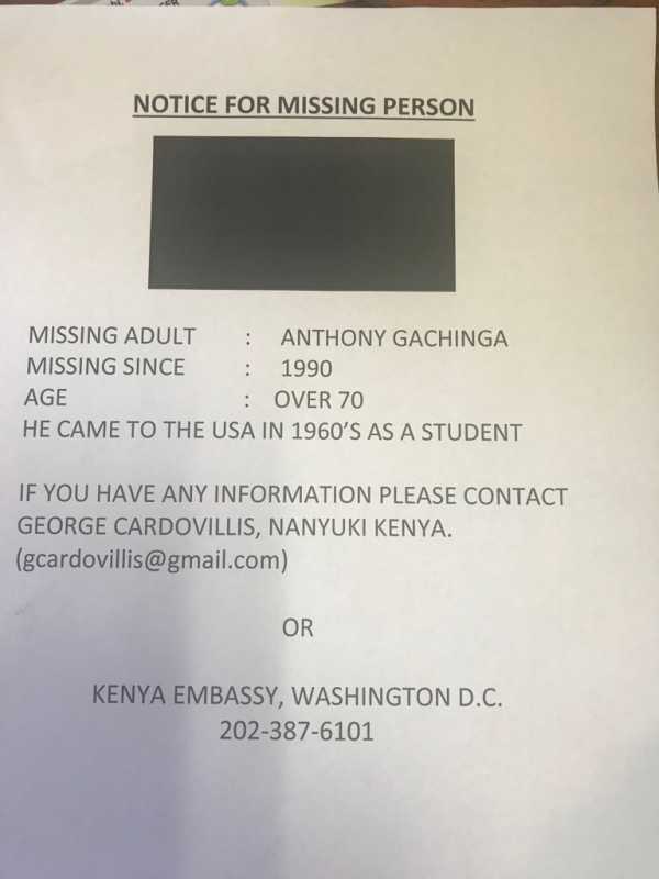 Help locate Kenyan man missing since 1990 in America