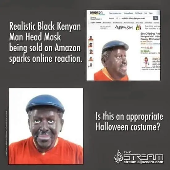 Raila Odinga's Mask For Sale on Amazon as a Creepy Halloween