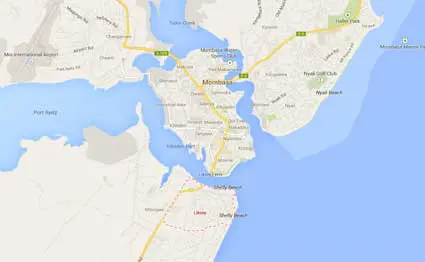 Gunmen kill two worshippers in attack on Likoni church 2 Likoni.map .JPG
