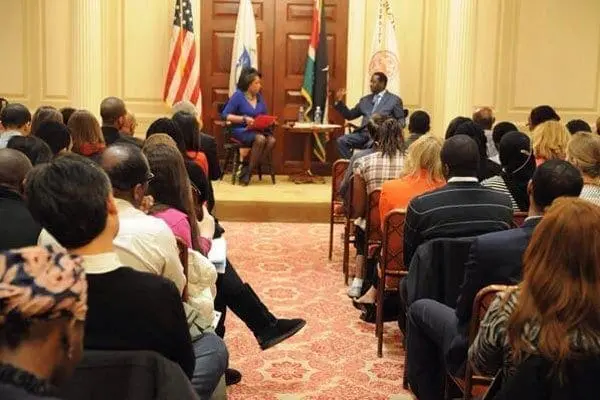 Former Prime Minister Raila Odinga with the Kenyan Diaspora in Boston Massachusetts on March 21, 2014. Like millions of other immigrants domiciled in the United States, many Kenyans residing here have found the new healthcare legislation rather confusing, leaving them with more questions than answers.