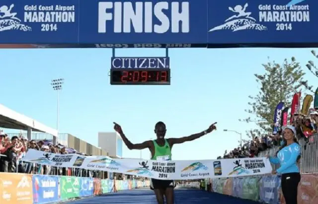 Kenya’s Silah Limo breaks Robert de Castella’s 32-year-old record to win Gold