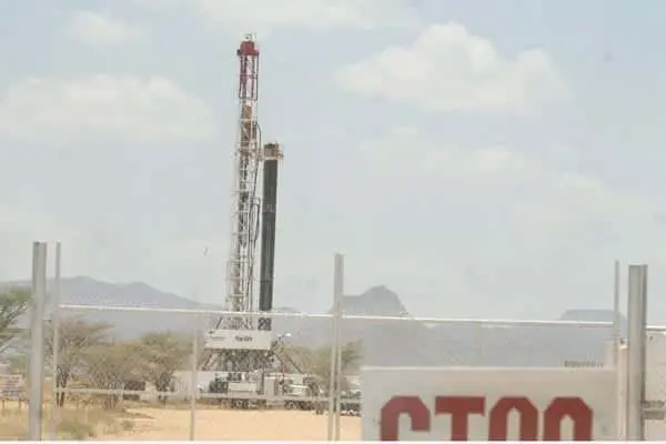 A rig at Ngamia 1 in Turkana County where Tullow Oil Company is exploring for oil. Young people from the Kainuk area protested that the company was sidelining them when it comes to employment. PHOTO | JARED NYATAYA | NATION