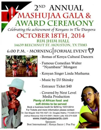 Nyambane and Linda Muthama to perform at Mashujaa Gala in Houston TX