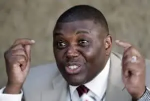 David Nyekorach Matsanga, leader of the LRA peace delegation, speaks during a news conference in Nairobi