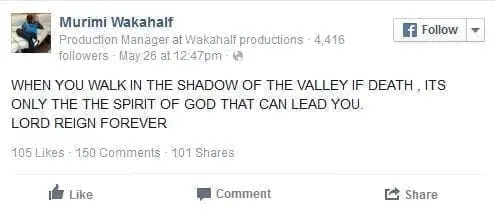 Murimi's facebook post