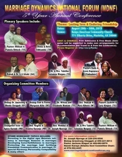 Marriage Dynamics National Forum in Atlanta GA-August 28th