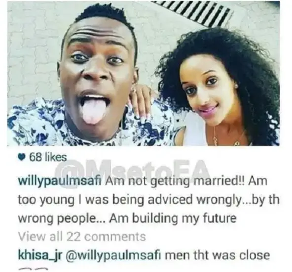Gospel Singer Willy Paul Calls Off Wedding To His Ethiopian Fiancée