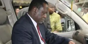 CORD leader Raila Odinga inside his car
