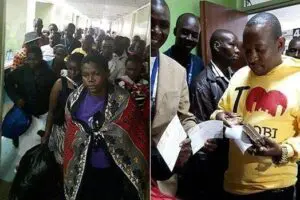 SONKO WALKS INTO KNH WITH BUNDLES OF CASH TO CLEAR BILLS 1 Sonko-bundles of money