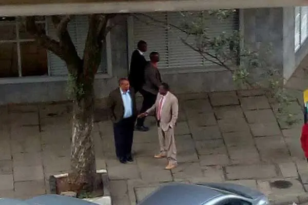 Police officers in civilian clothing outside Nation Centre on Kimathi Street in Nairobi on June 14, 2016.