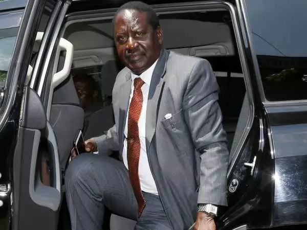 Cord leader Raila Odinga arrives for the special parliamentary group and governors summit meeting at Ufungamano house on august 23, 2016.Photo/Jack Owuor